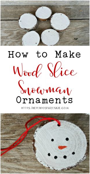 How to Make Wood Slice Snowman Ornaments