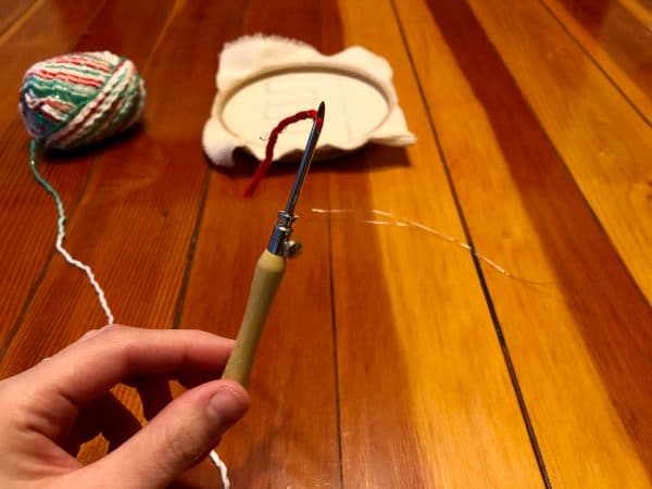 Punch Needle letter ornament. Punch Needle custom ornament. Punch Needle Personalized Christmas Ornament. Beginner punch needle project. Beginner punch  needle DIY. Punch Needle crafts. Punch Needle ideas. Christmas crafts. Christmas DIY. 