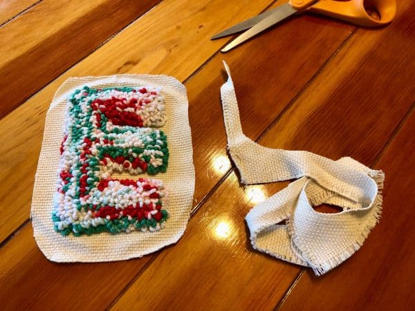 Punch Needle letter ornament. Punch Needle custom ornament. Punch Needle Personalized Christmas Ornament. Beginner punch needle project. Beginner punch  needle DIY. Punch Needle crafts. Punch Needle ideas. Christmas crafts. Christmas DIY. 