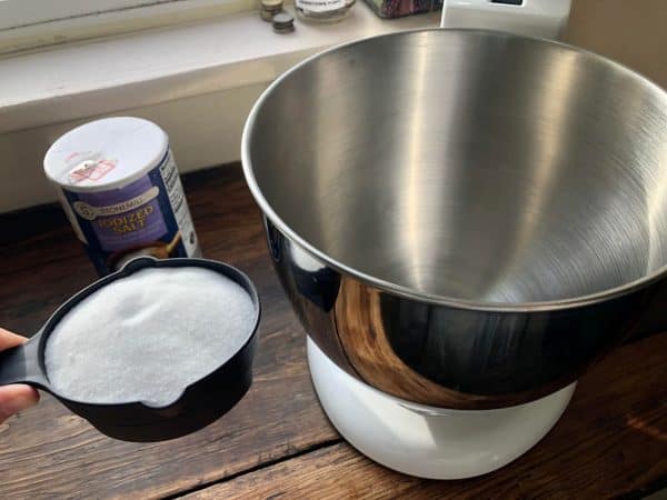 Ingredients needed for Salt Dough Ornament recipe. Salt. Salt Dough Ornament DIY.