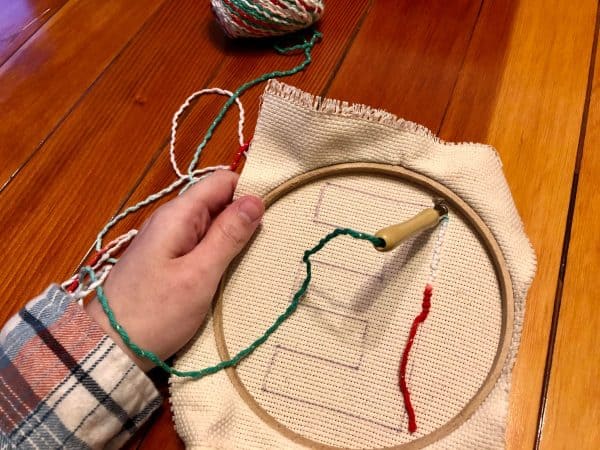Punch Needle letter ornament. Punch Needle custom ornament. Punch Needle Personalized Christmas Ornament. Beginner punch needle project. Beginner punch  needle DIY. Punch Needle crafts. Punch Needle ideas. Christmas crafts. Christmas DIY. 