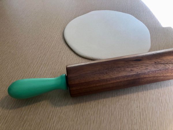 Salt Dough Ornament rolled out with rolling pin for Salt Dough Ornament DIY.