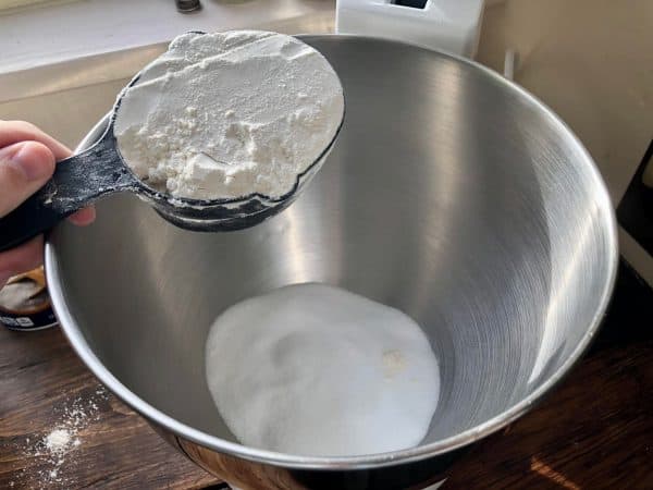 Ingredients needed for Salt Dough Ornament recipe. Flour. Salt Dough Ornament DIY.
