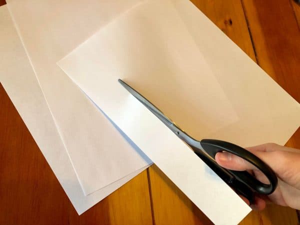 Scissors and printer paper supplies for repurpose empty containers DIY.