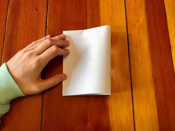 Step two of How to make a zine DIY. How to make a zine tutorial. Zine DIY. Zine ideas. Make your own zine. No staples zine. One piece of paper crafts. One piece of paper zine.