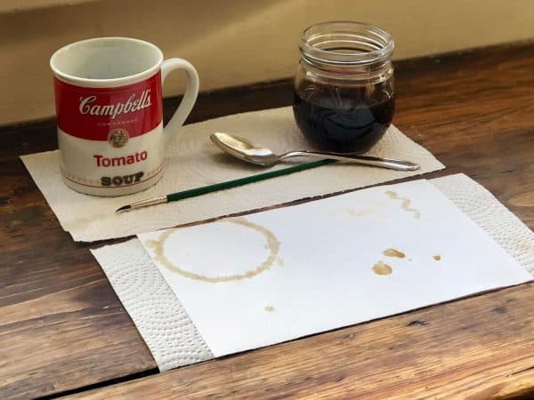 Supplies for Coffee art. Coffee art DIY. Coffee stain art. Coffee ring art. Mixed media art. Mixed media. Cute quotes. Cute coffee quotes. Coffee quotes. Coffee lover crafts. Coffee lover decor.