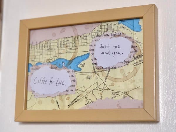 Coffee art. Coffee art DIY. Coffee stain art. Coffee ring art. Mixed media art. Mixed media. Cute quotes. Cute coffee quotes. Coffee quotes. Coffee lover crafts. Coffee lover decor.