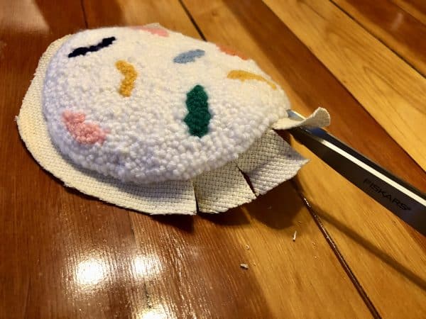 How to make a candle mat DIY. Monks cloth. Fabric Scissors. Punch Needle project for beginners. Punch Needle ideas. Acrylic Yarn. Punch Needle.